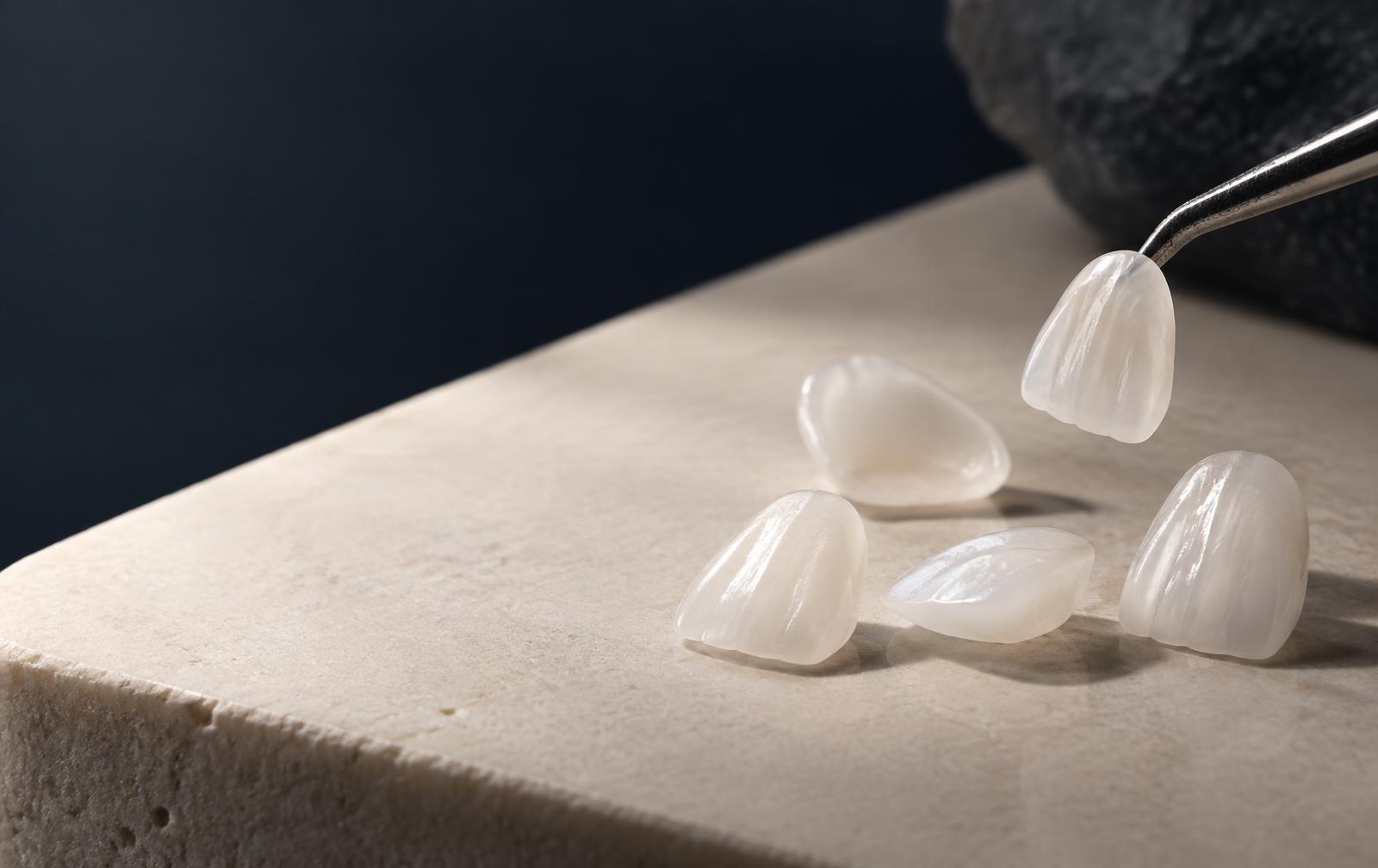 Translucent ceramic veneers prepared for laboratory review